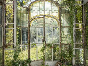 Photographie d'une serre abandonnée.